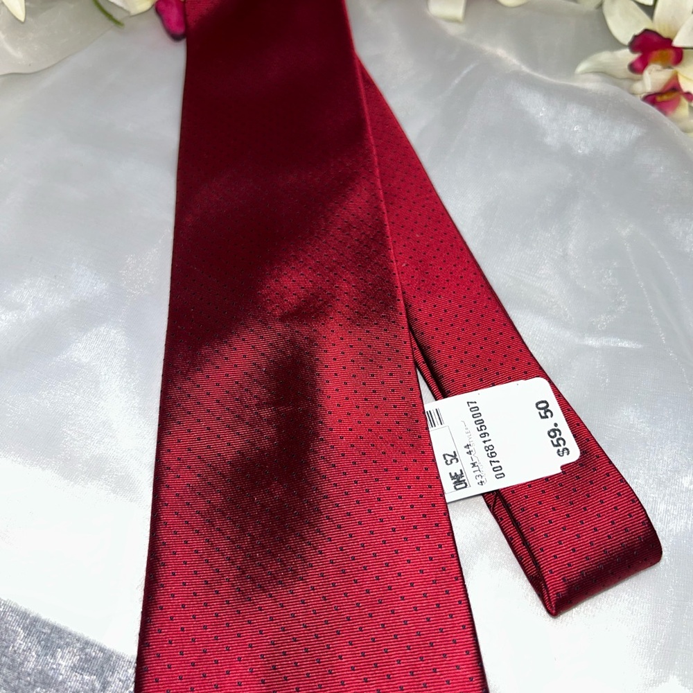Classy Jos A. Bank red and black polka dot tie.